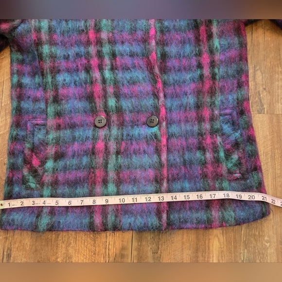 Lombardi Mohair Wool Coat Rainbow Plaid Vintage 80s Size 10 Made In USA - Picture 14 of 14